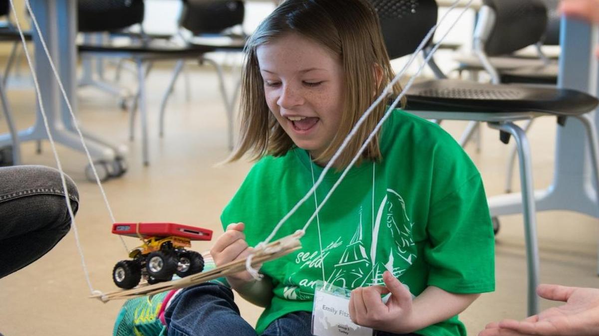Emily Fitzgerald works on a project at “Introduce a Girl to Engineering Day” on March 23, 2015, at SIUE.