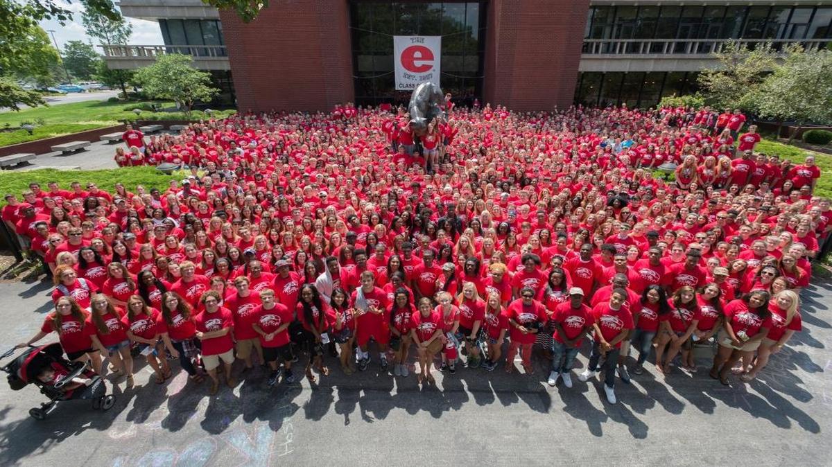 The freshman class at Southern Illinois University Edwardsville in fall 2015, of which 90 percent continued in the spring semester. SIUE has its largest spring enrollment in its history at 13,346 students.