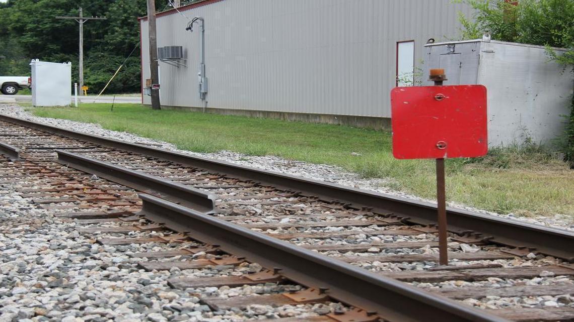 
A few feet of one of the rails has been cut near the CSX Railroad’s intersection at Illinois 157 in Caseyville. The recently displaced section of rail has been moved and staked to the middle of the tracks, where a red stop sign has been posted. 
