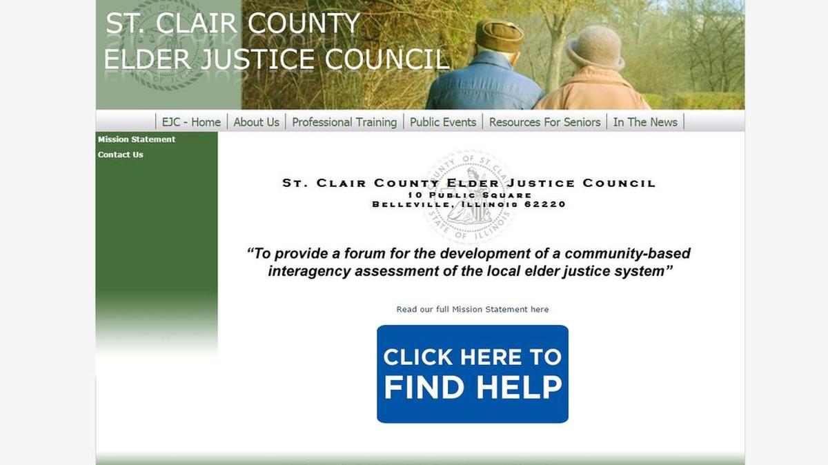 A screenshot shows the St. Clair County Elder Justice Council’s new website. The website’s launch date coincided with World Elder Abuse Awareness Day on Wednesday.