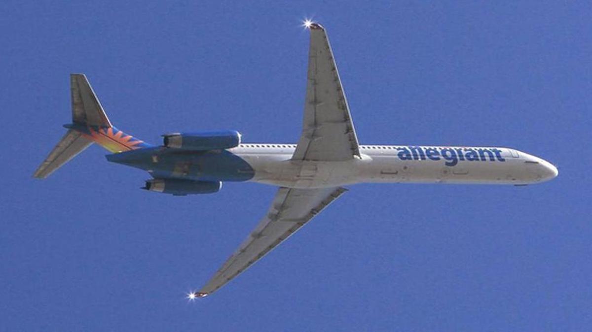 File image of an Allegiant flight taking off from MidAmerica Airport.