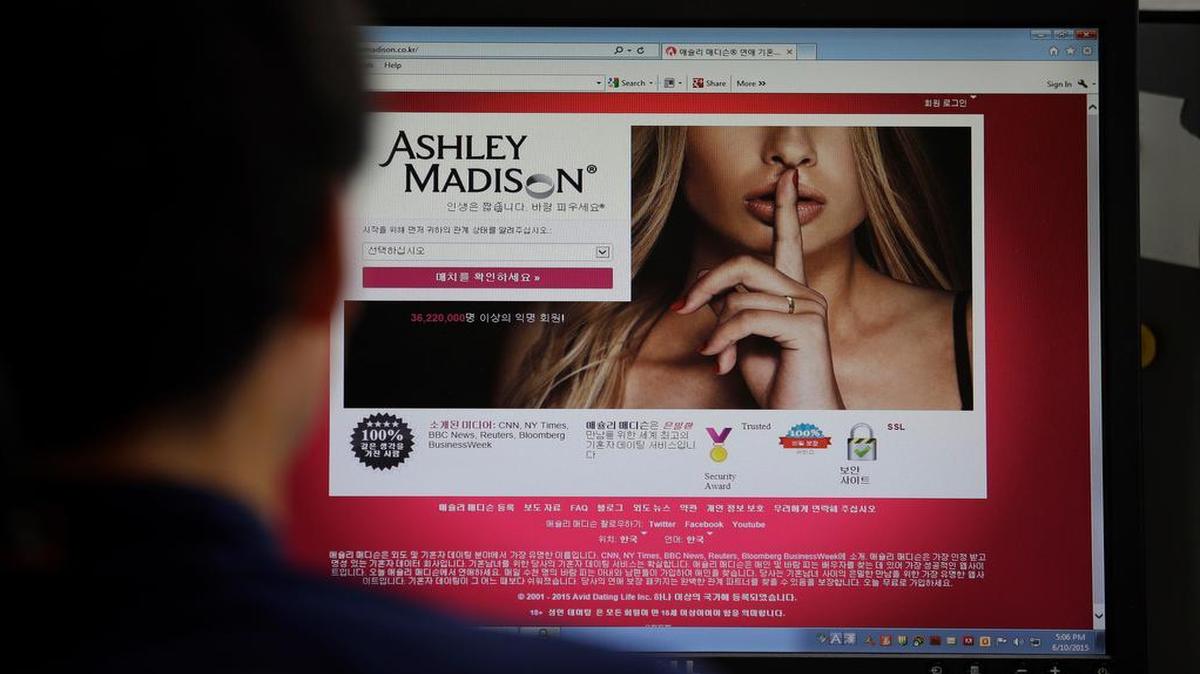 
Photo showing the Ashley Madison website. Hackers have leaked a massive database of users from Ashley Madison, a matchmaking website for cheating spouses.
