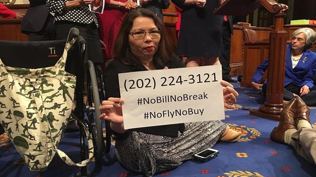 U.S. Rep. Tammy Duckworth, D-Illinois, during the sit-in on the House floor.