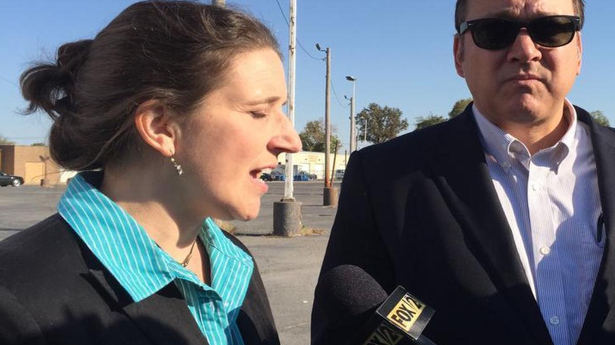 Mary Cathryn Ricker, executive vice president of the American Federation of Teachers, was in East St. Louis showing support for the striking teachers. With her is Illinois Federation of Teachers President Dan Montgomery. The strike began Oct. 1.