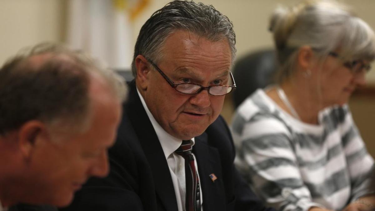 St. Clair Township Supervisor David Barnes speaks during a meeting of the township board.