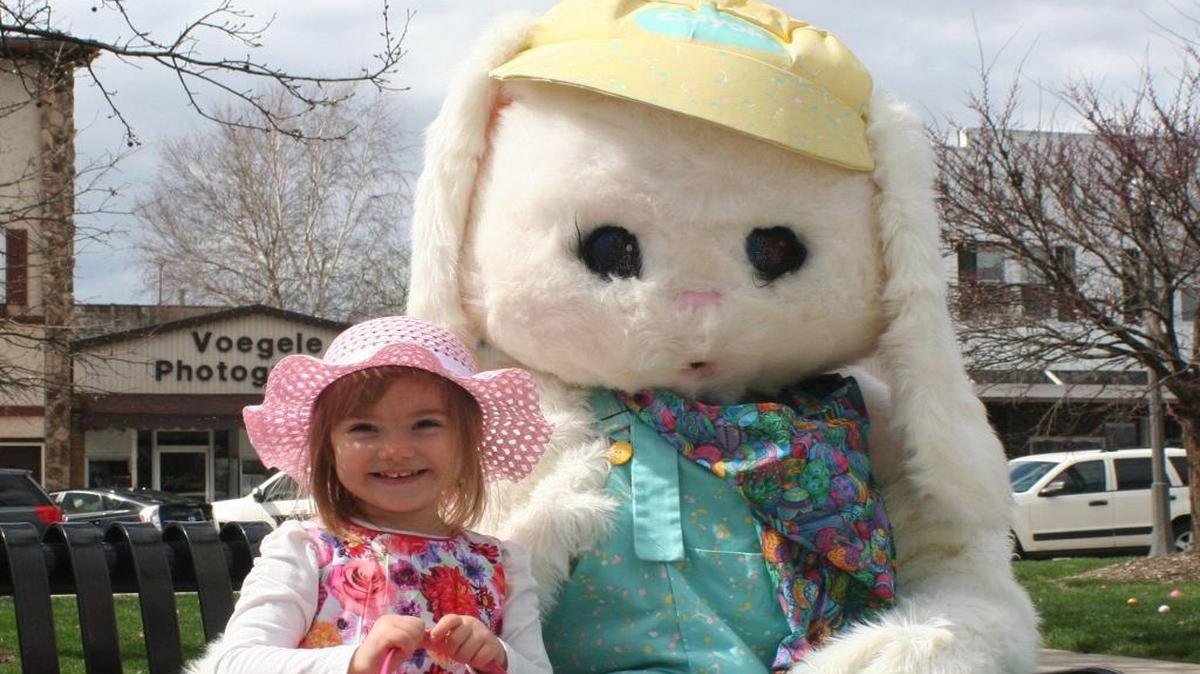 Ella Simon met with the Easter Bunny during a recent visit in Highland