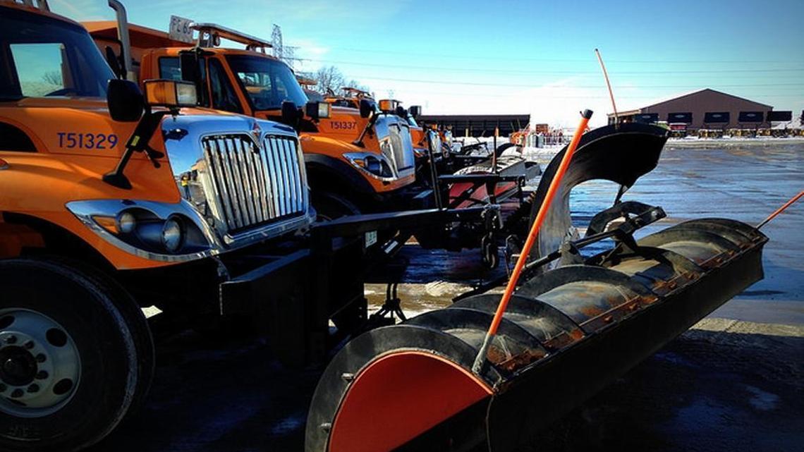 Illinois Department of Transportation plow trucks.