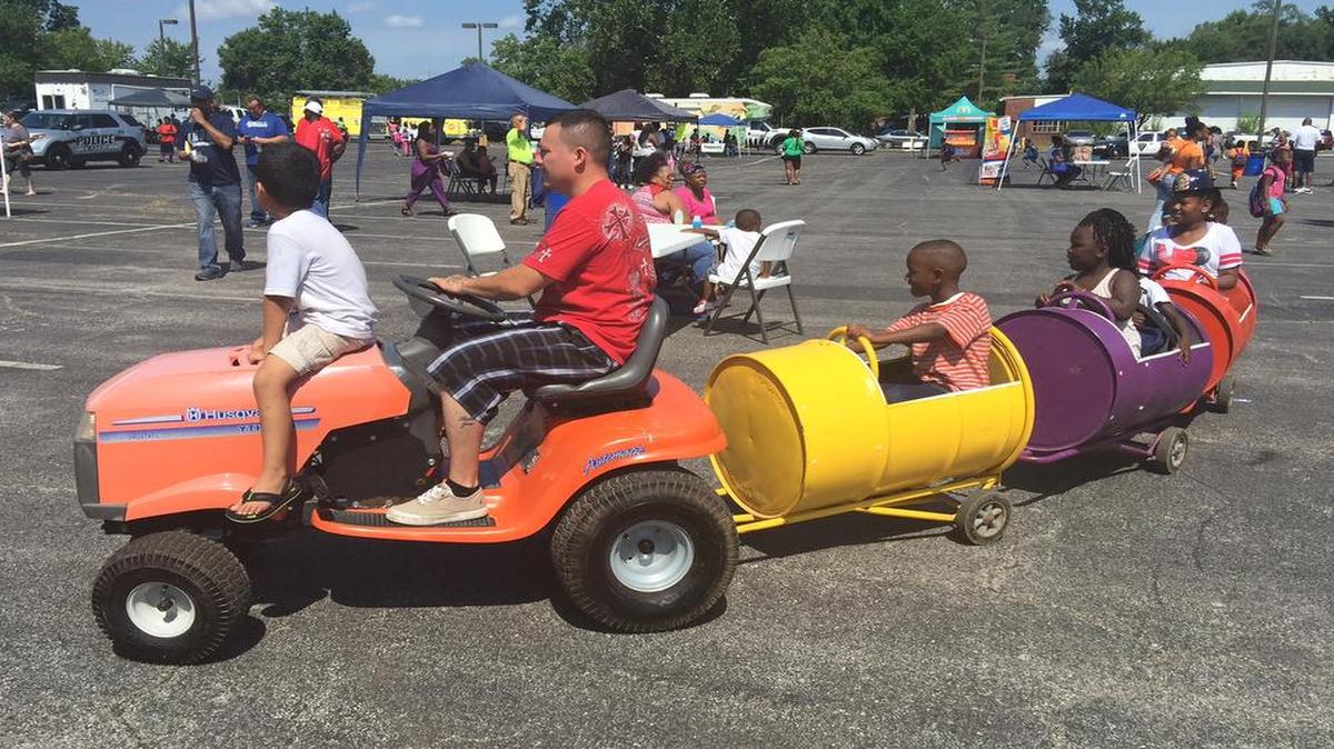 Children play during the weekend event in Cahokia.