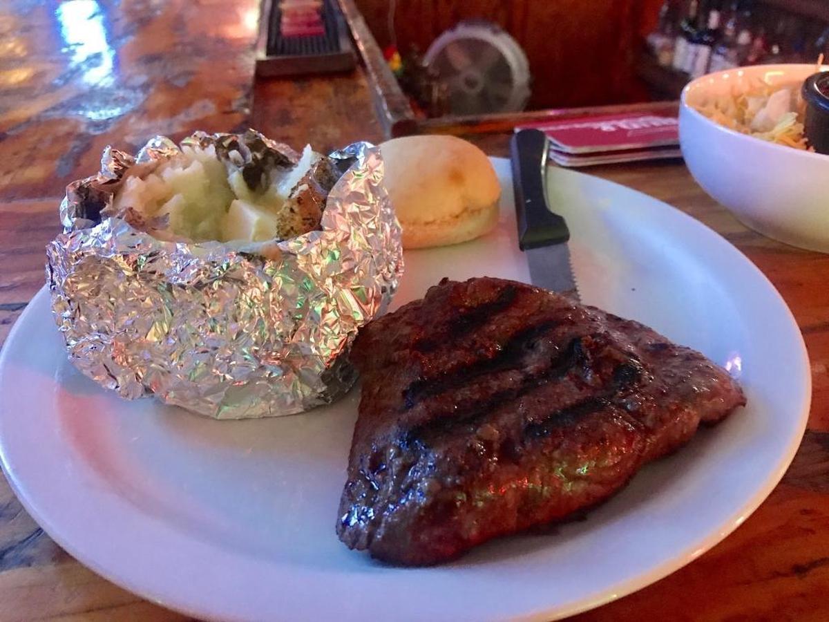 A look at the flat iron steak at Trackside Bar and Grill in Collinsville.