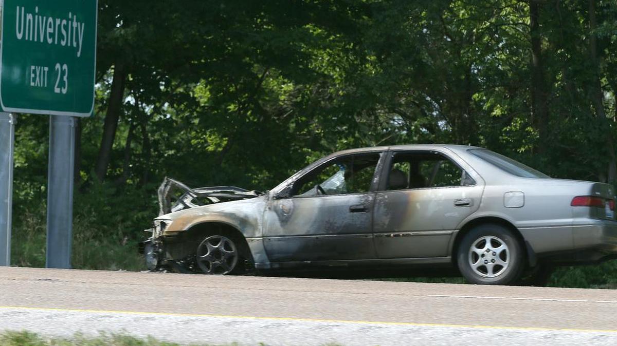 Around 3 p.m., Monday traffic on westbound Interstate 64 near the Route 4 exit was slowed down for about a mile after a car caught fire on the shoulder.