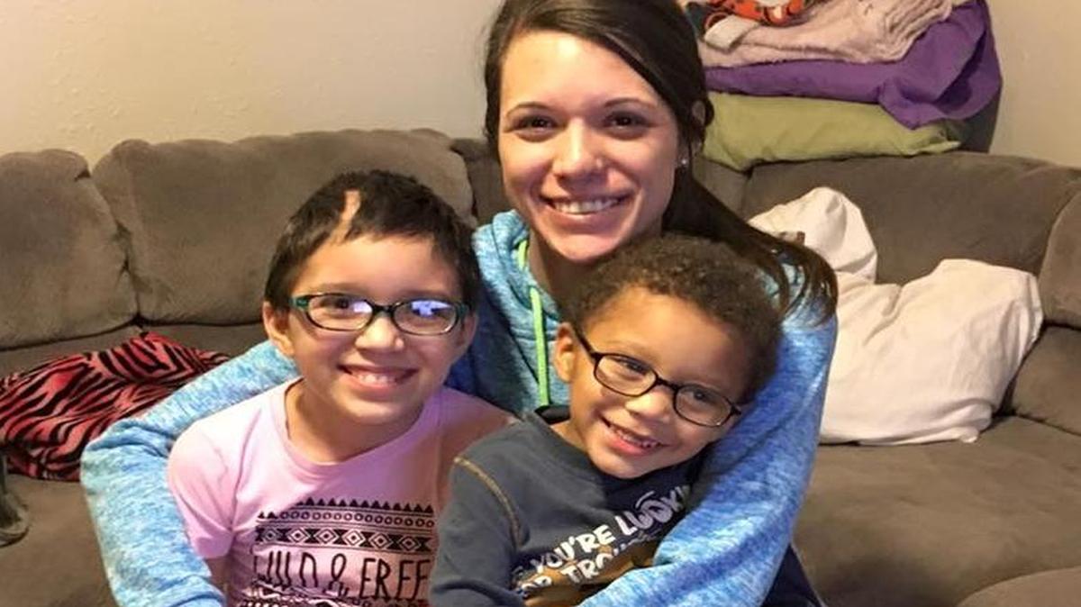 Kaitlyn Robinson's daughter Mackenzy, left, recently suffered severe injuries after being hit by a car. With the help of Edwardsville Neighbors in Need, the family survived the financial impact of Mackenzy's accident and she and brother Cameron Cionek, doing well.