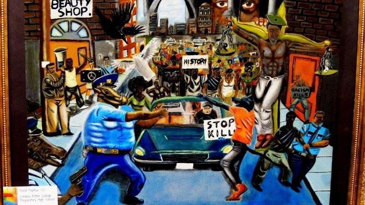 A controversial painting entitled “Untitled #1” by David Pulphus, who won an art contest sponsored by Rep. William Lacy Clay, will remain in place in Washington, D.C. despite calls for its removal.