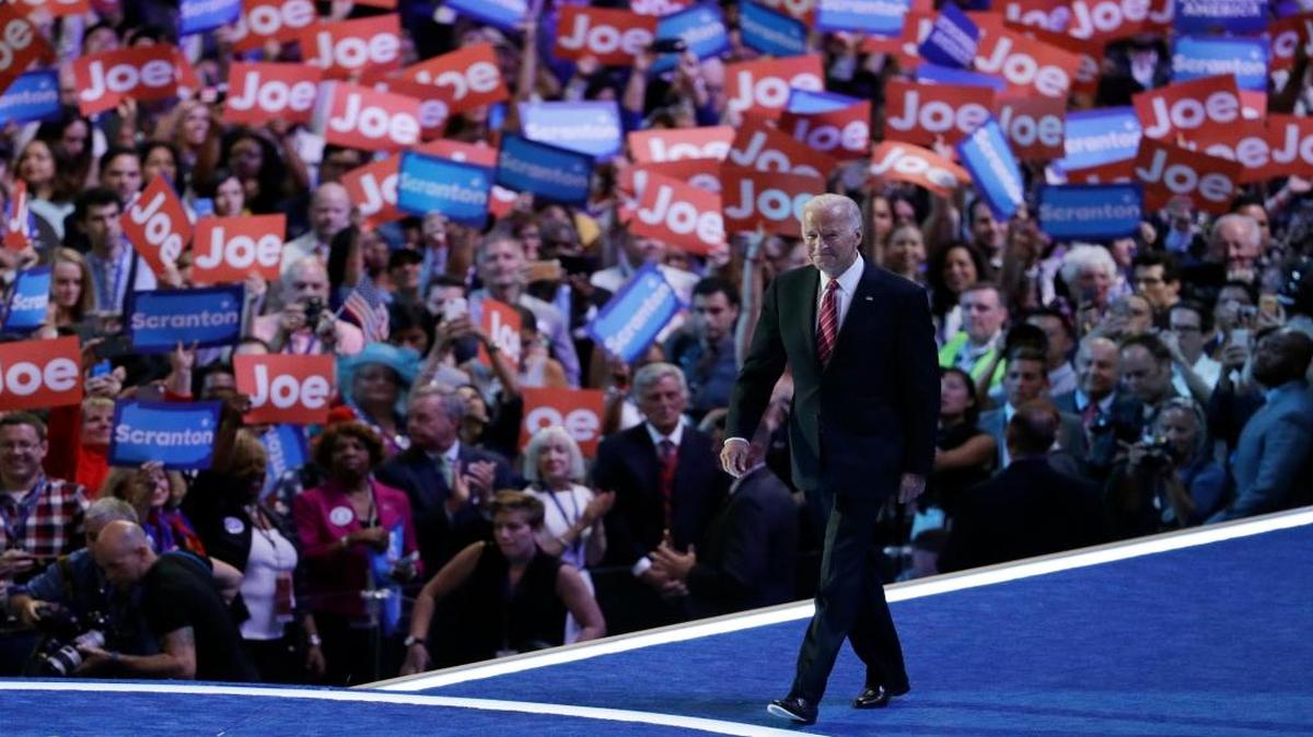 Former Vice President Joe Biden takes the stage during the 2016 Democratic National Convention in Philadelphia.