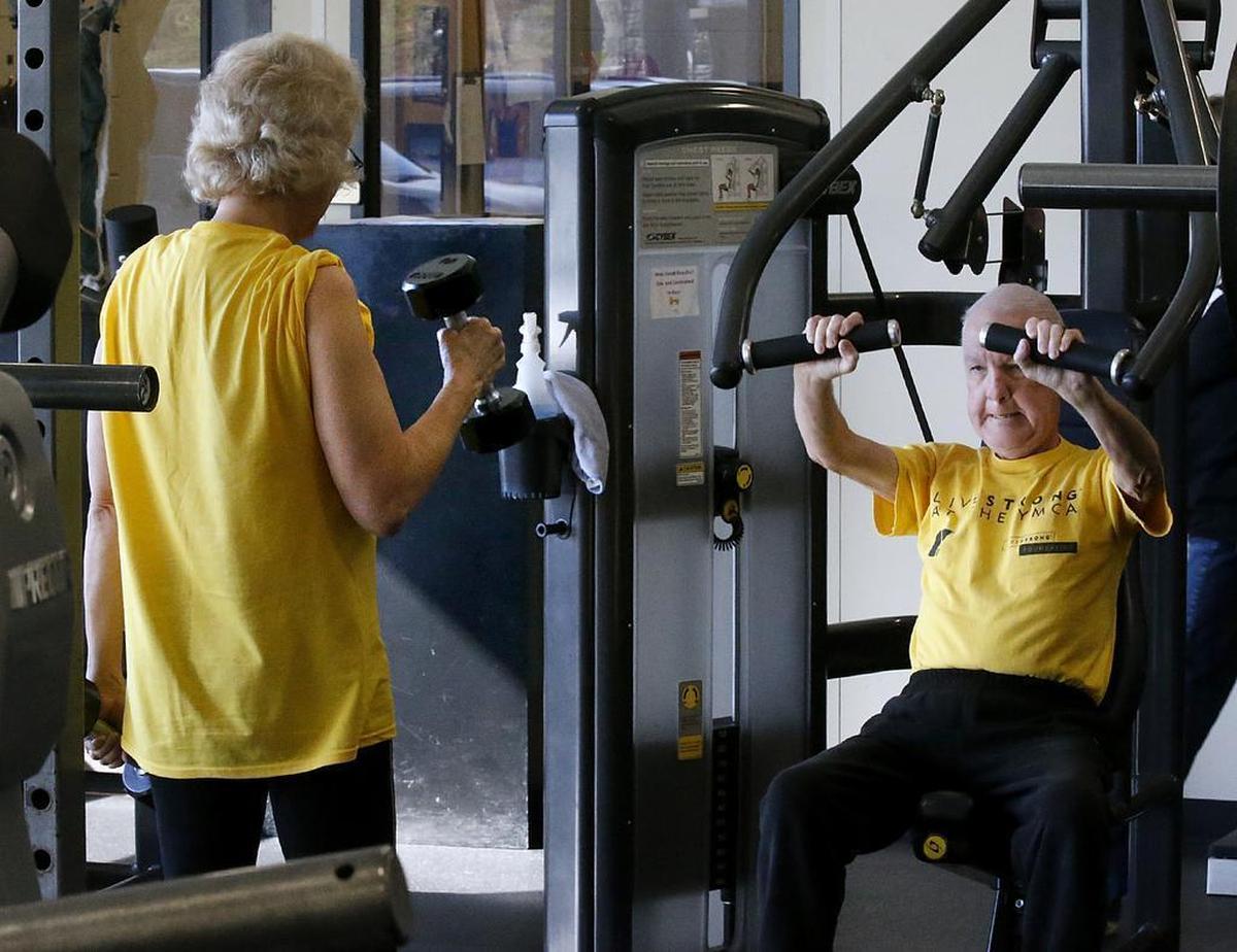 Mike Byrne, right, shown with his wife, Linda, started working out at the East Belleville YMCA through its LiveStrong program for cancer patients. He’s being treated for esophageal cancer.