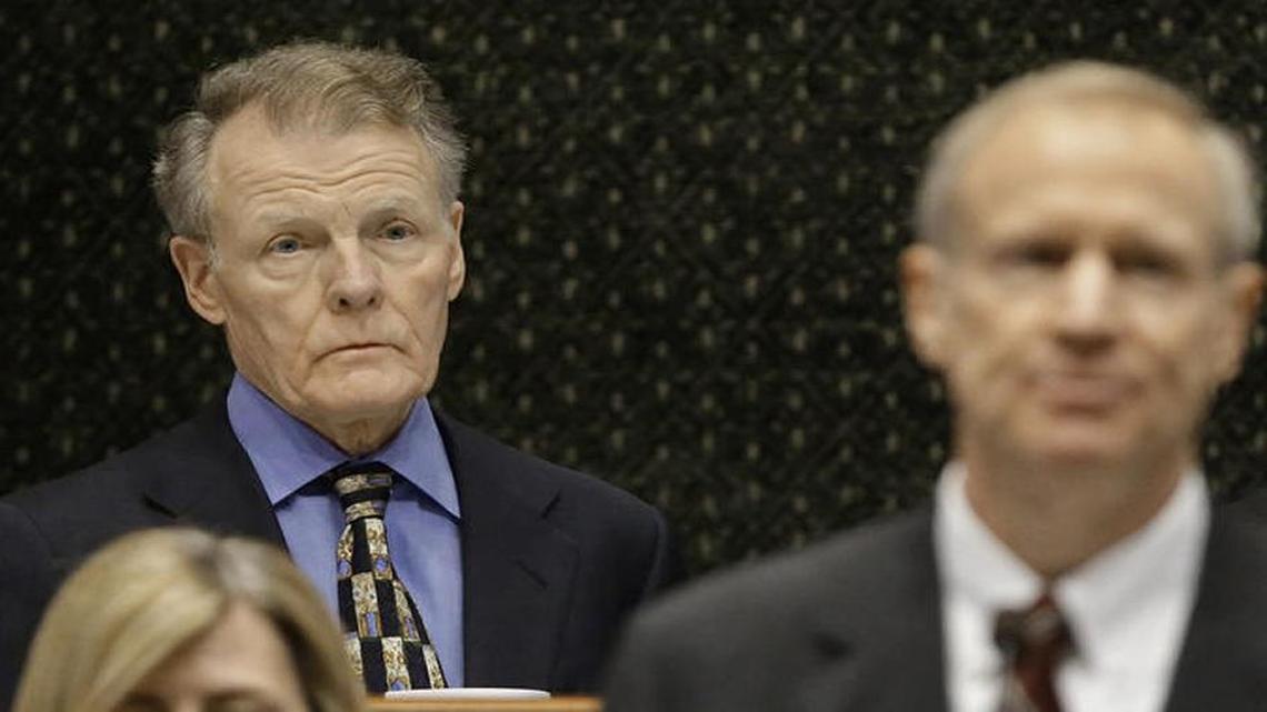 Illinois Houe Speaker Michael Madigan, D-Chicago, left, and Republican Gov. Bruce Rauner.
