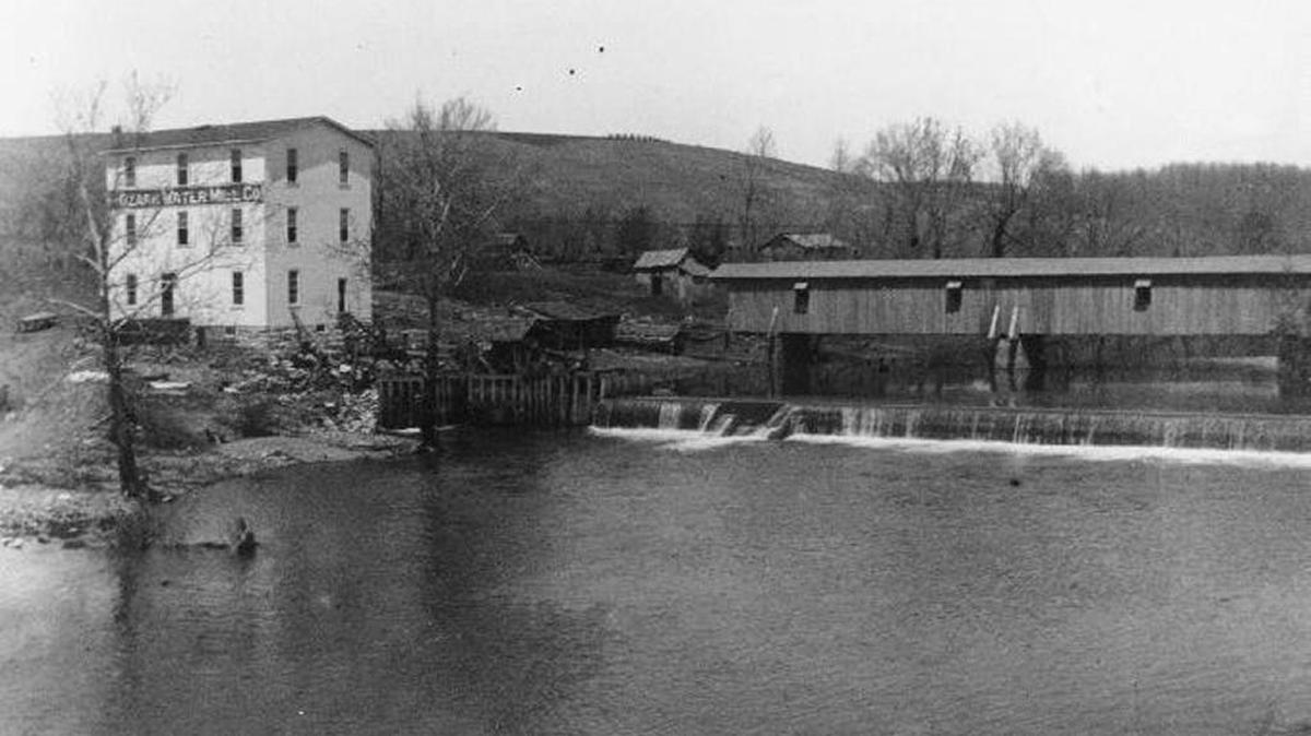 A historic photo of Ozark Mill near the Finley River Dam from the Christian County Soil and Water Conservation District.