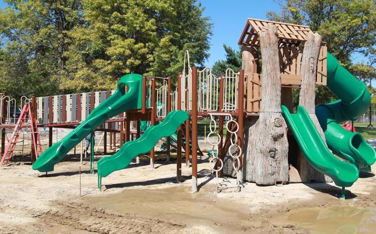 
Some of the new Moody Park playground equipment during construction in 2014.

