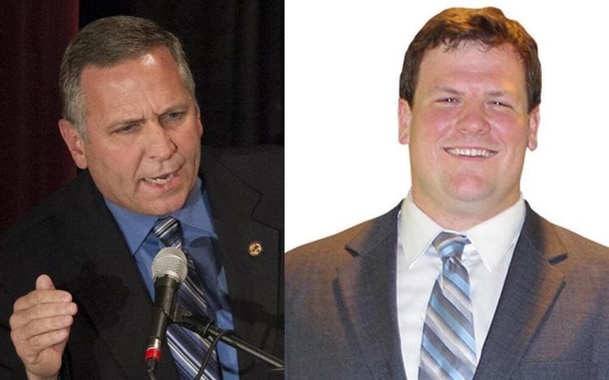 Incumbent Republican Congressman Mike Bost, left, and Democratic challenger C.J. Baricevic