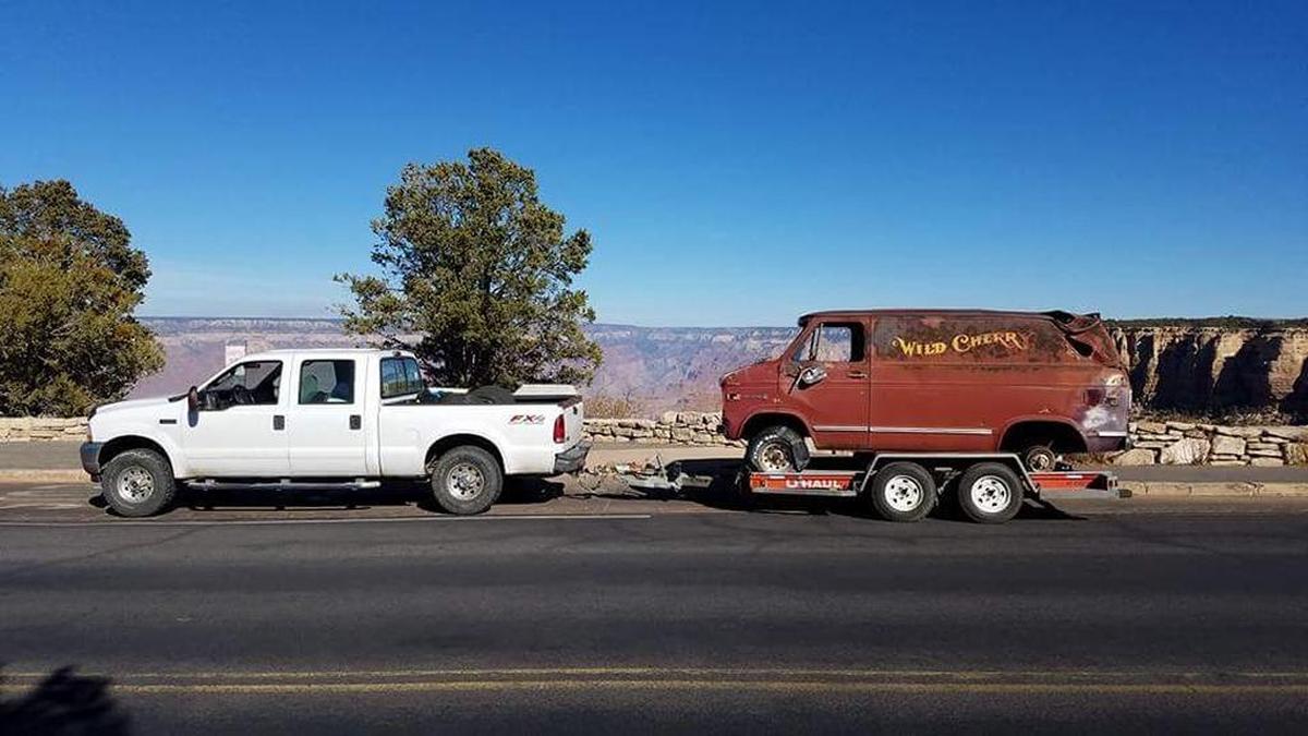 Chris Carter and his friend, Bob McDonald, stopped by the Grand Canyon on their way back to Illinois after picking up the Wild Cherry van in California last fall.