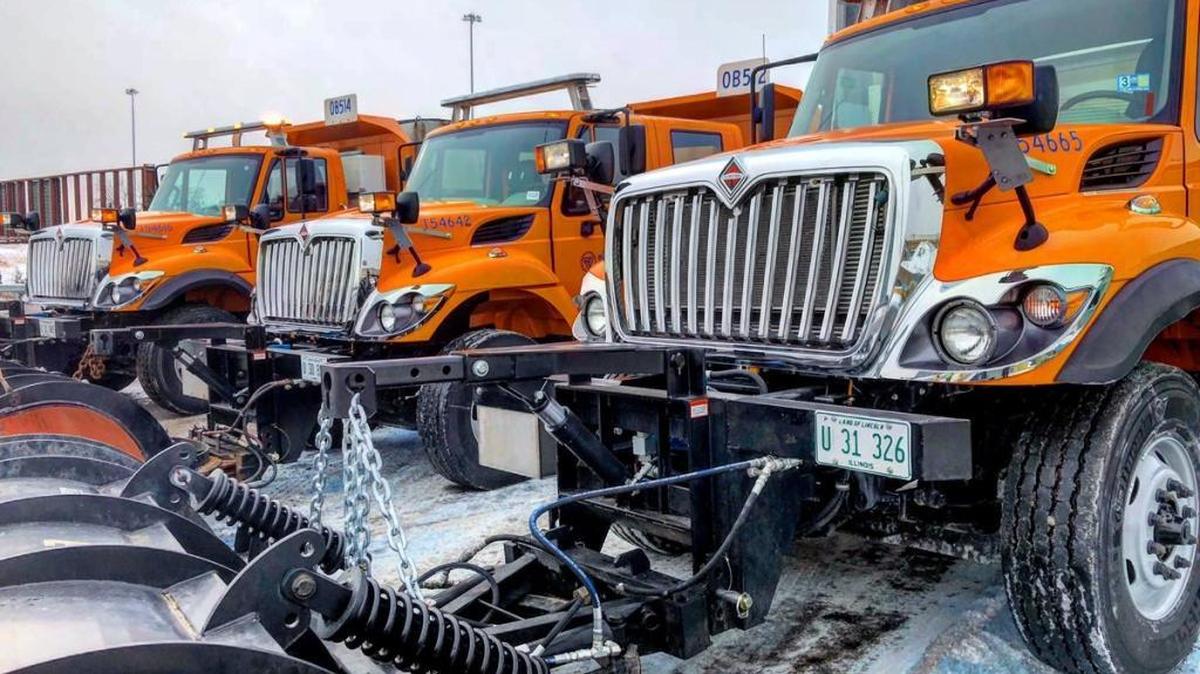 IDOT plow trucks at the ready.