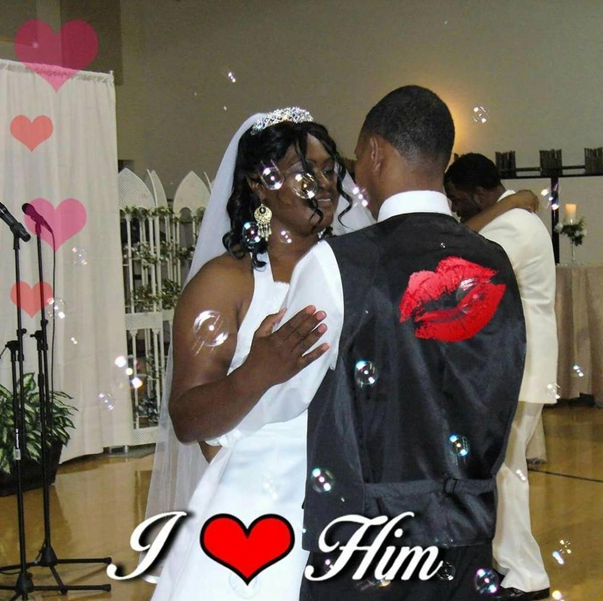 Edrick Wicks and his wife, Vicki Wicks, on their wedding day.