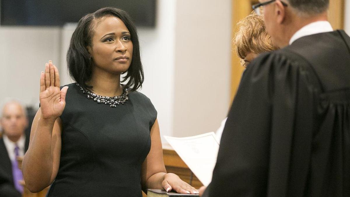 Jennifer Hightower was sworn in as associate judge by circuit judge David Hylla.