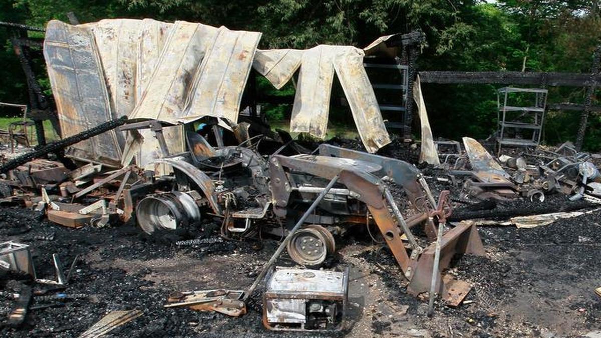 
Aftermath photo shows a barn at 1228 South Clinton Street, Hollywood Heights, that was destroyed by fire overnight.
