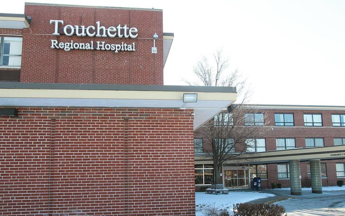 An exterior view of Touchette Regional Hospital.