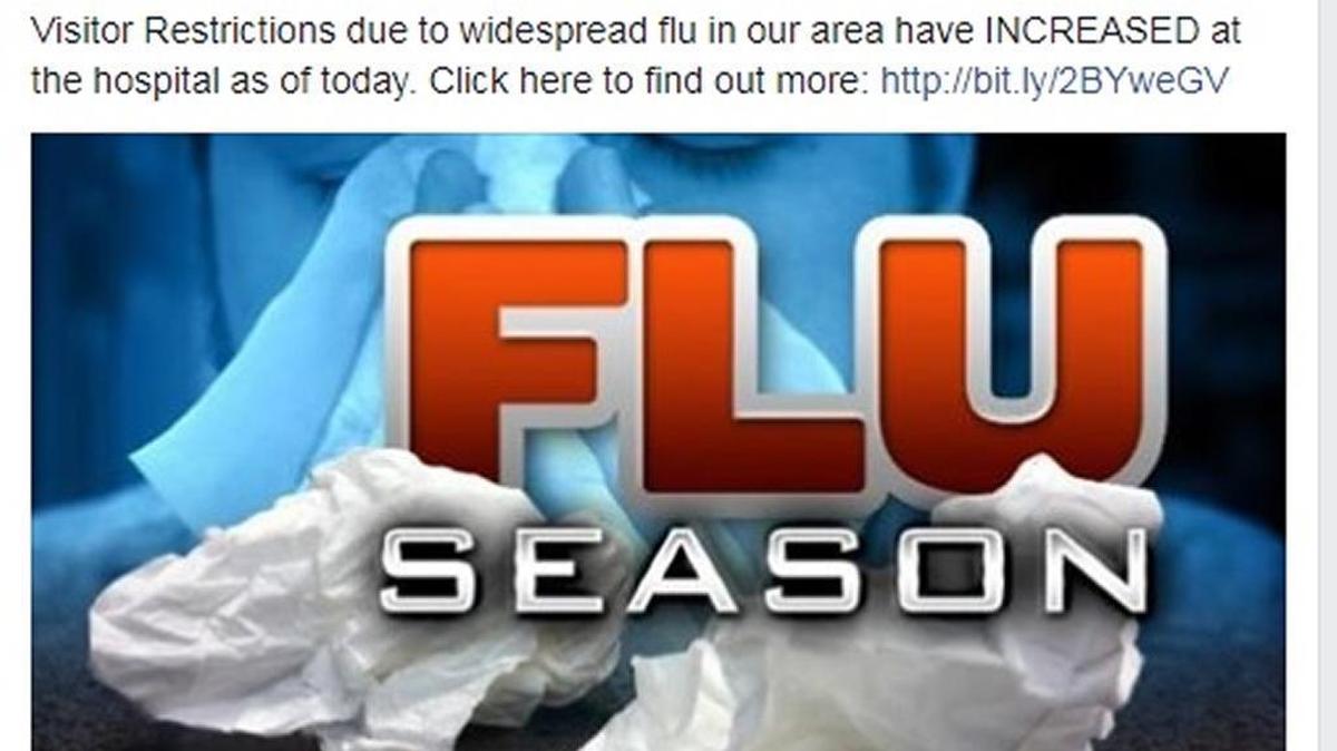 Anderson Hospital posted about visitor restrictions on its Facebook page. The hospital is limiting visits because of an increase in flu cases.