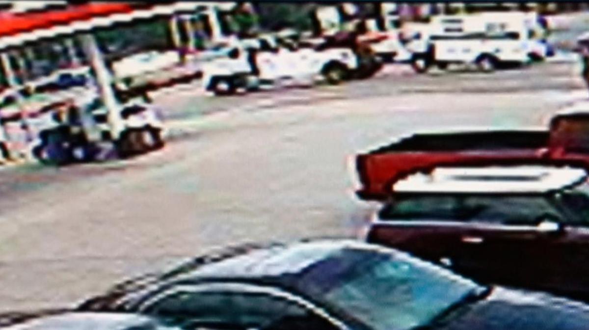
A still image from a surveillance video involving the hazmat spill in Millstadt; police believe the suspect’s truck is shown at the top.
