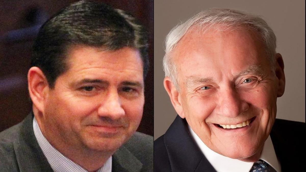 State Rep. Jerry Costello II, D-Smithton (left) and Bob Elmore, Republican of Waterloo.