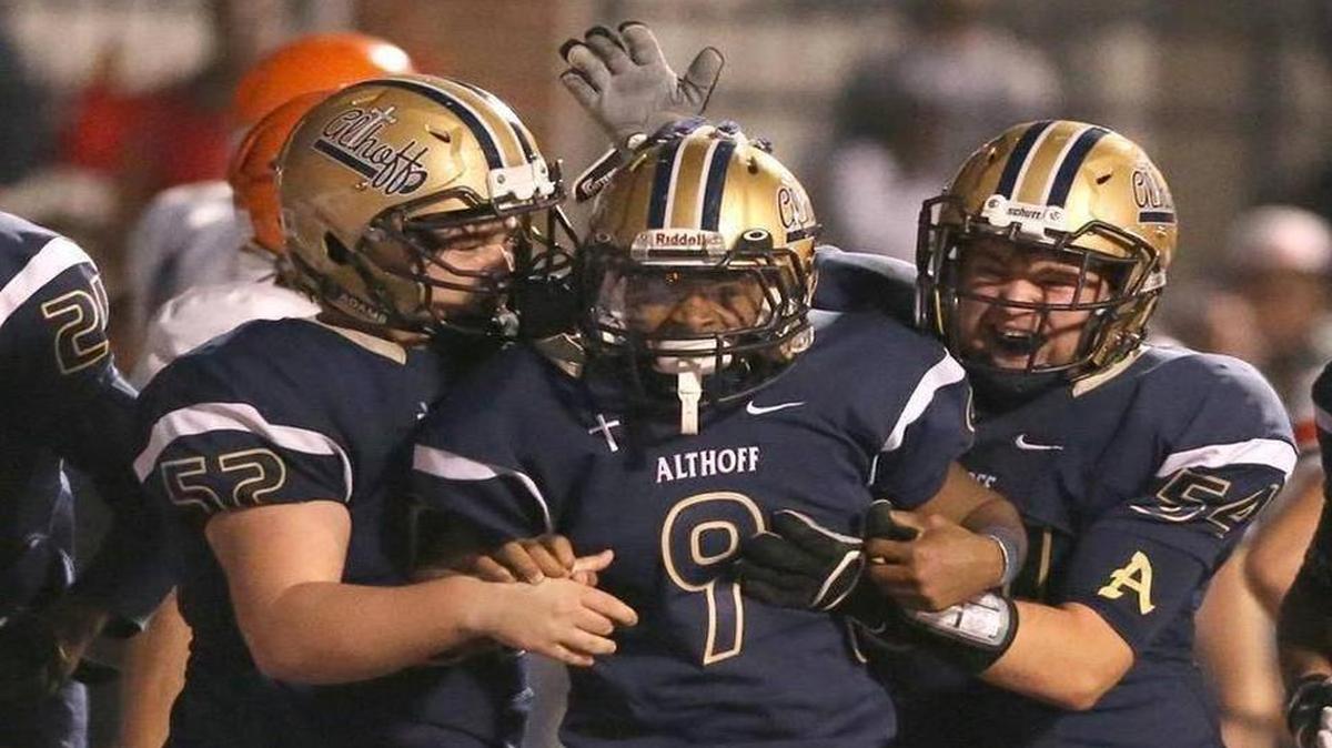 Althoff running back Jaylon Bester and linemen Sam Fitch and Chris Leshikar have one more game to go before they accomplish their goal of winning a state championship.