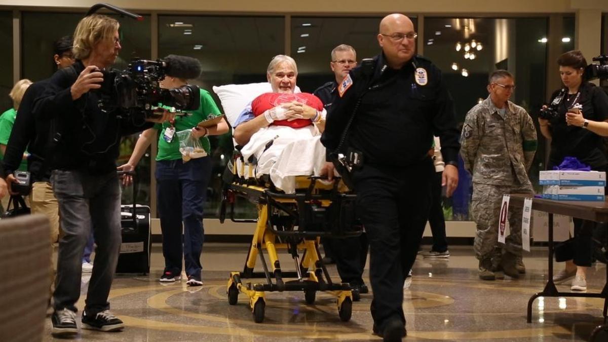 Daniel Thelen is among the first to arrive on Saturday during St. Elizabeth’s Hospital patient transfer from Belleville to O’Fallon.