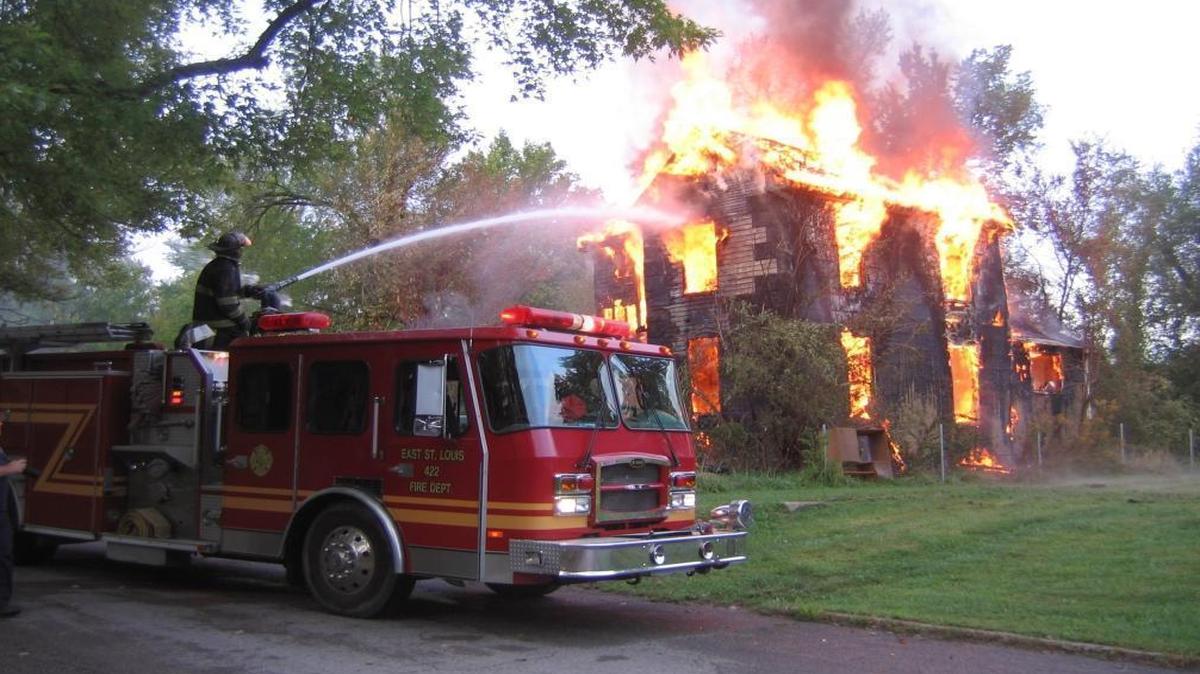 East St. Louis firefighters put out a fire at a vacant house on North 46th St.