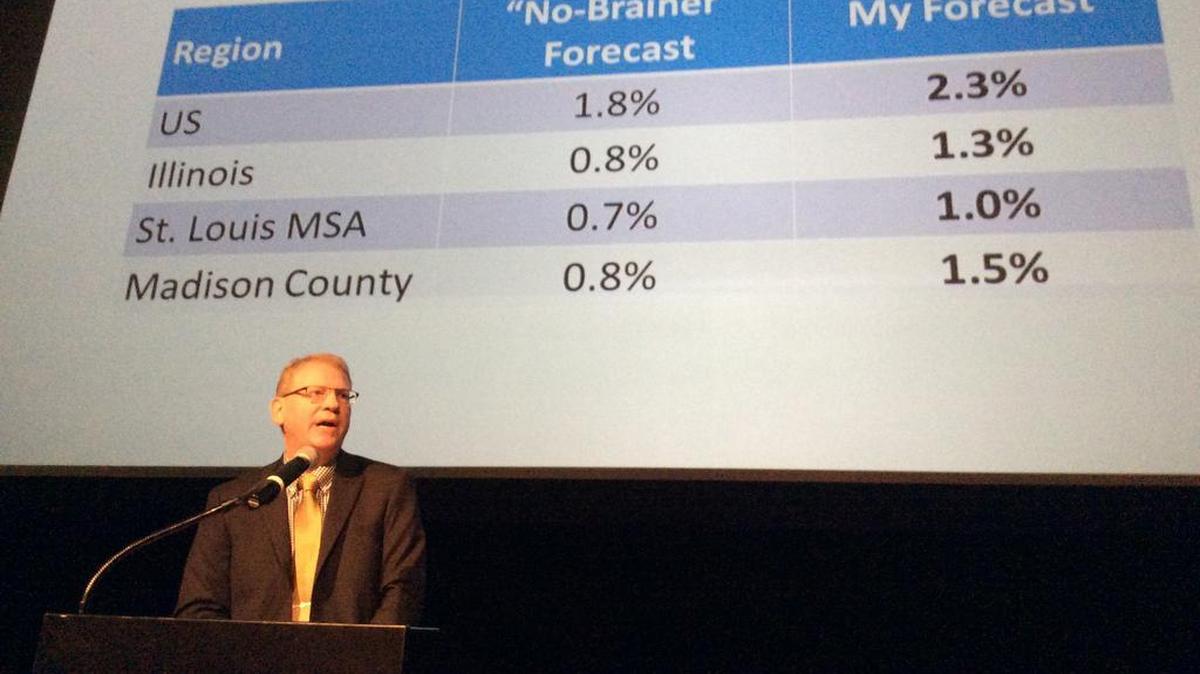 Tim Sullivan, economics professor at Southern Illinois University Edwardsville, explains his projections for economic growth in Madison County.