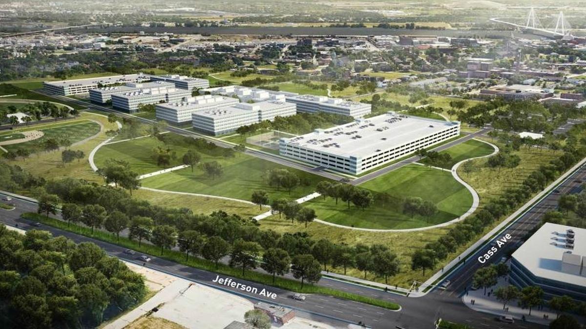 Artist’s conception of Natiponal Geospatial-Intelligence Agency headquarters in St. Louis, next to former Pruitt-Igoe housing complex.
