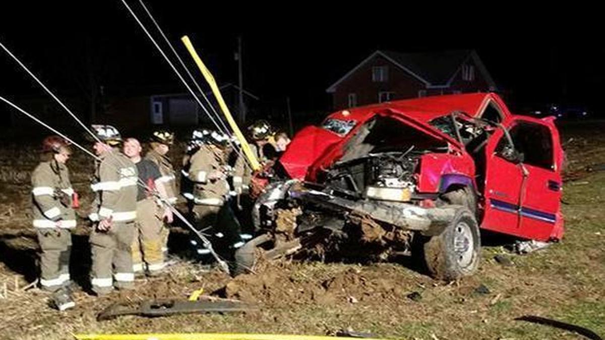 Firefighters responded to West Apple Street and Willow Spring Lane on Sunday for a report of a rolled over pickup truck.