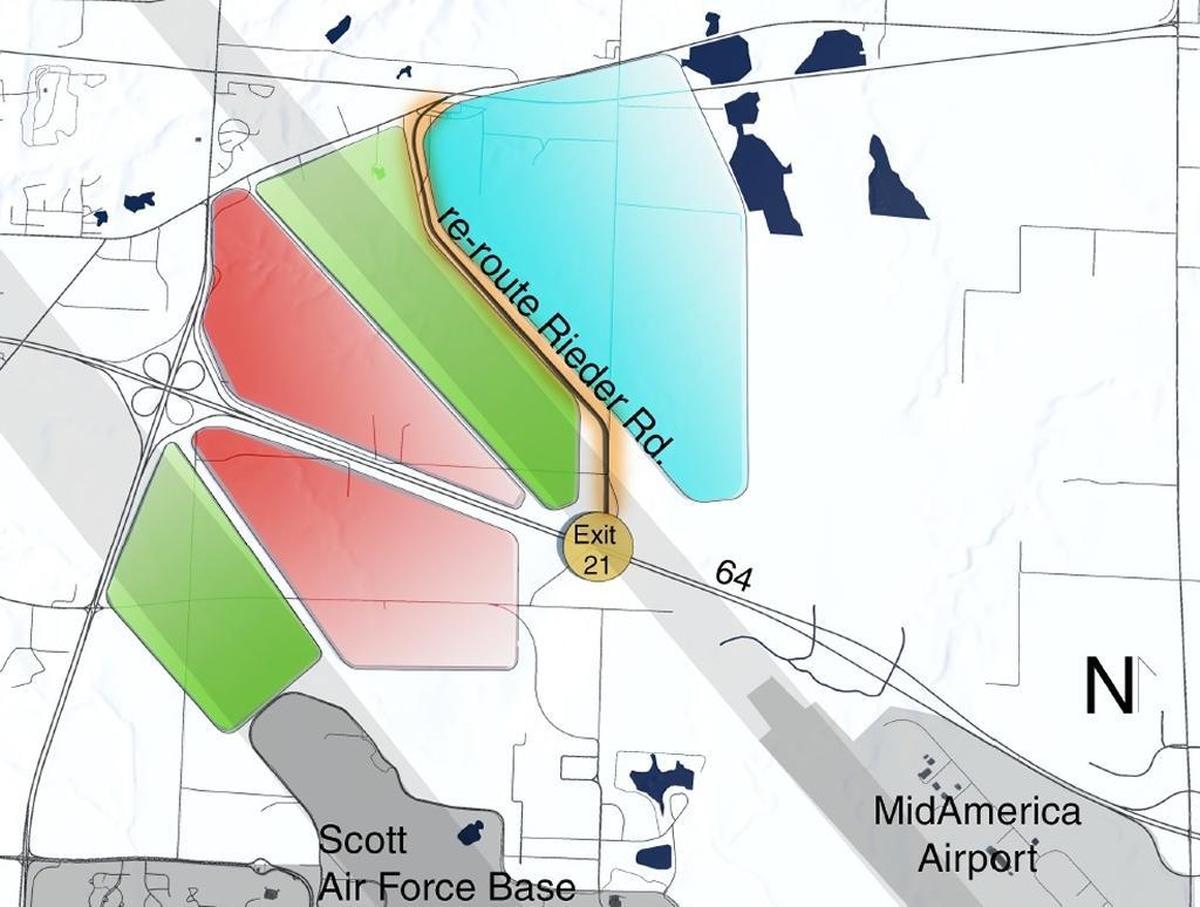 The Urban Land Institute of St. Louis suggested a complete re-routing of Rieder Road, a small, two-lane country road to increase traffic capacity.