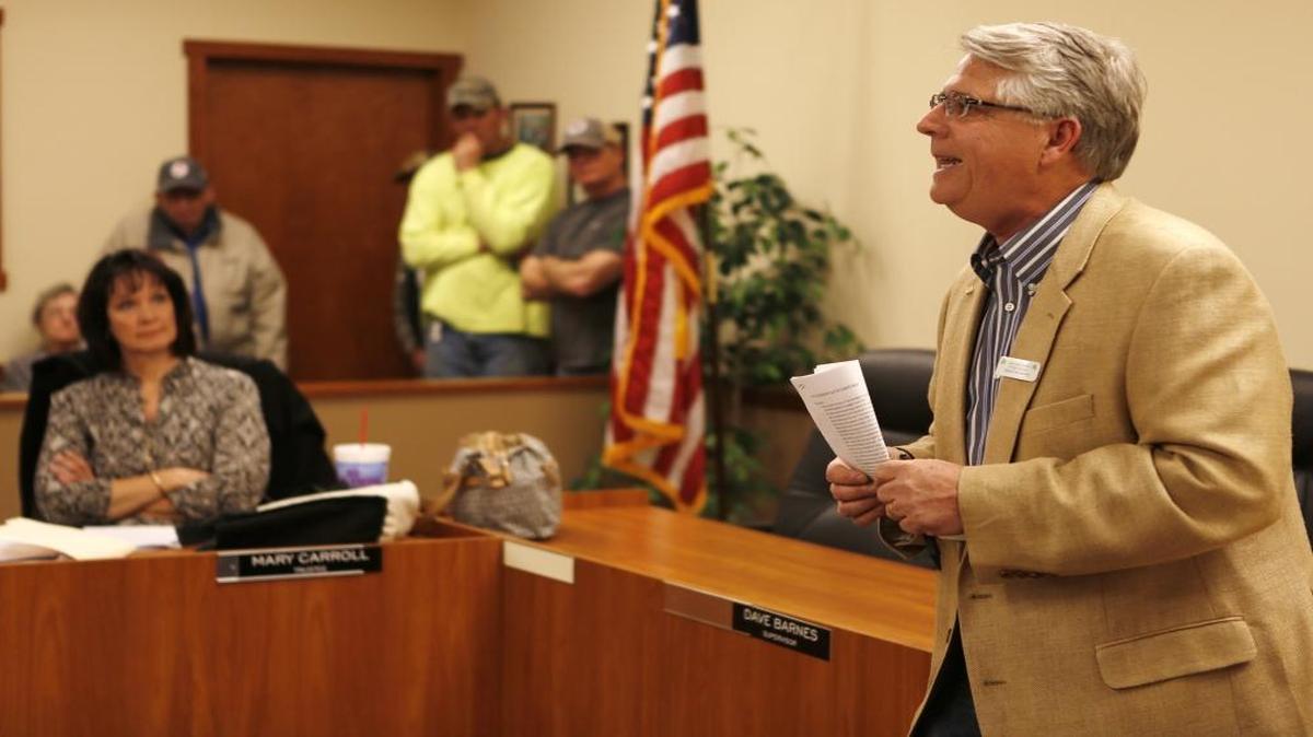 St. Clair Township Highway Commissioner John “Skip” Kernan speaks before the start of the township budget hearing on March 22.