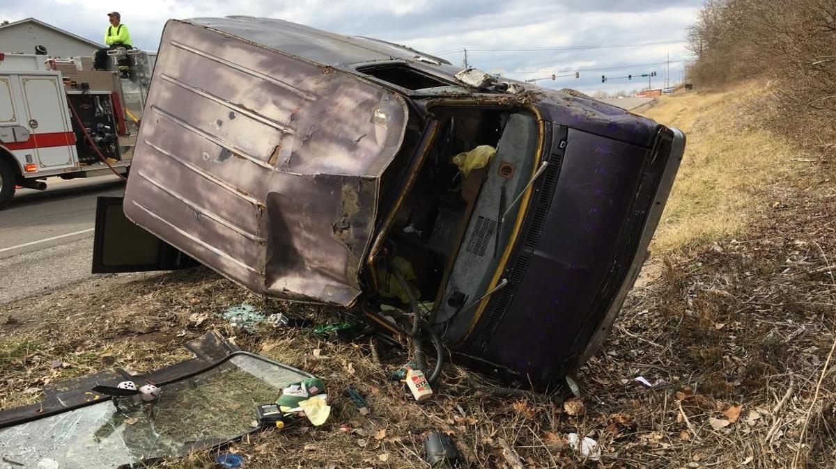 The van tilted over.