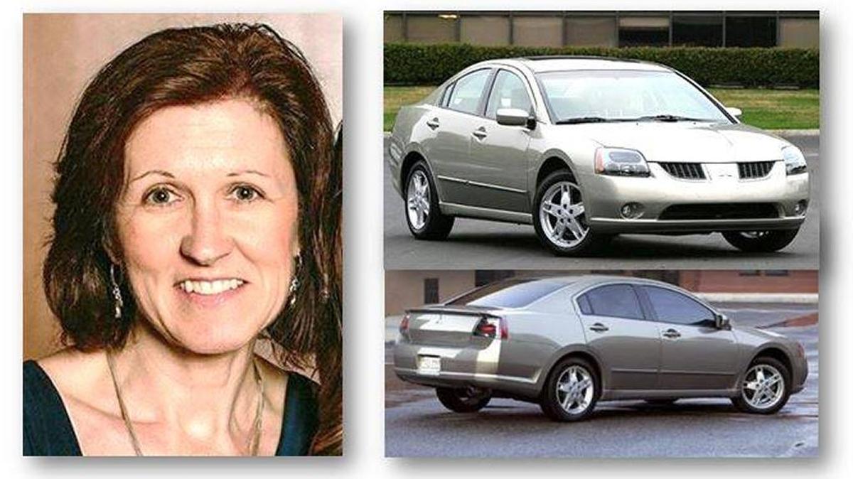 Carmon Edwards, 53, of Bloomington was last seen at 11 a.m. Christmas Day, heading to Tazewell County or Pekin for a family gathering. Her photo was released by the family via the Bloomington Police Department; the car pictured is similar to the Mitsubishi Edwards was driving.