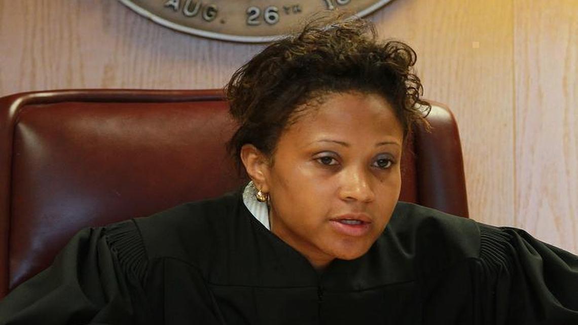 
In this file photo, St. Clair County Judge Laninya Cason gives instructions to students in her courtroom for a mock murder trial.
