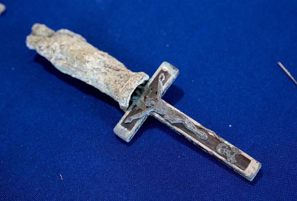 One of several items unveiled from a time capsule that was found in front of the old hospital in Belleville near the St. Elizabeth's statue. The items from the time capsule will be on display through May 2018 at St. Elizabeth’s Hospital with other historical artifacts and photos in the Heritage Wall, located on the main/first level behind Outpatient Registration. In the coming months, colleagues of St. Elizabeth’s will be asked to submit their ideas on what items should be included in a new time capsule at the O’Fallon hospital. In May, during National Hospital Week, the old time capsule items will be repackaged and added into the new time capsule along with the newly added items. All will be placed in a location near the Heritage Wall.