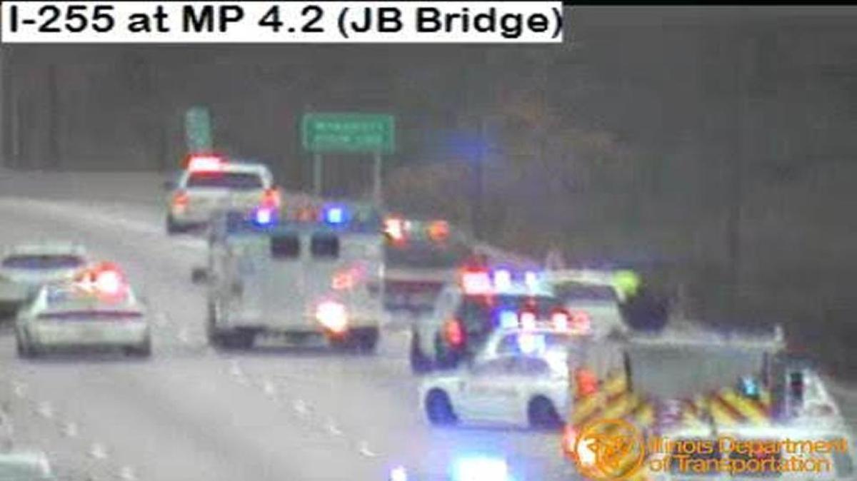 An Illinois Department of Transportation camera showed police and rescue workers at the scene after the woman jumped from the Jefferson Barracks Bridge on Tuesday morning.