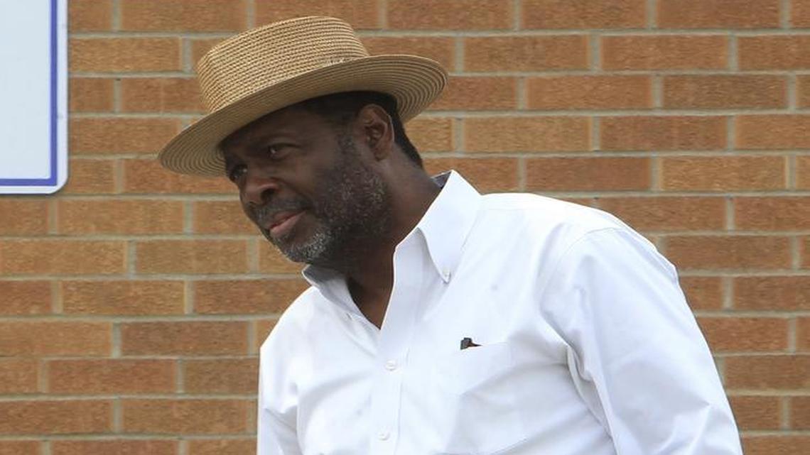 East St. Louis Township Supervisor Oliver Hamilton outside the Township Offices which are located at the Clyde Jordan Senior Center on State Street in East St. Louis.