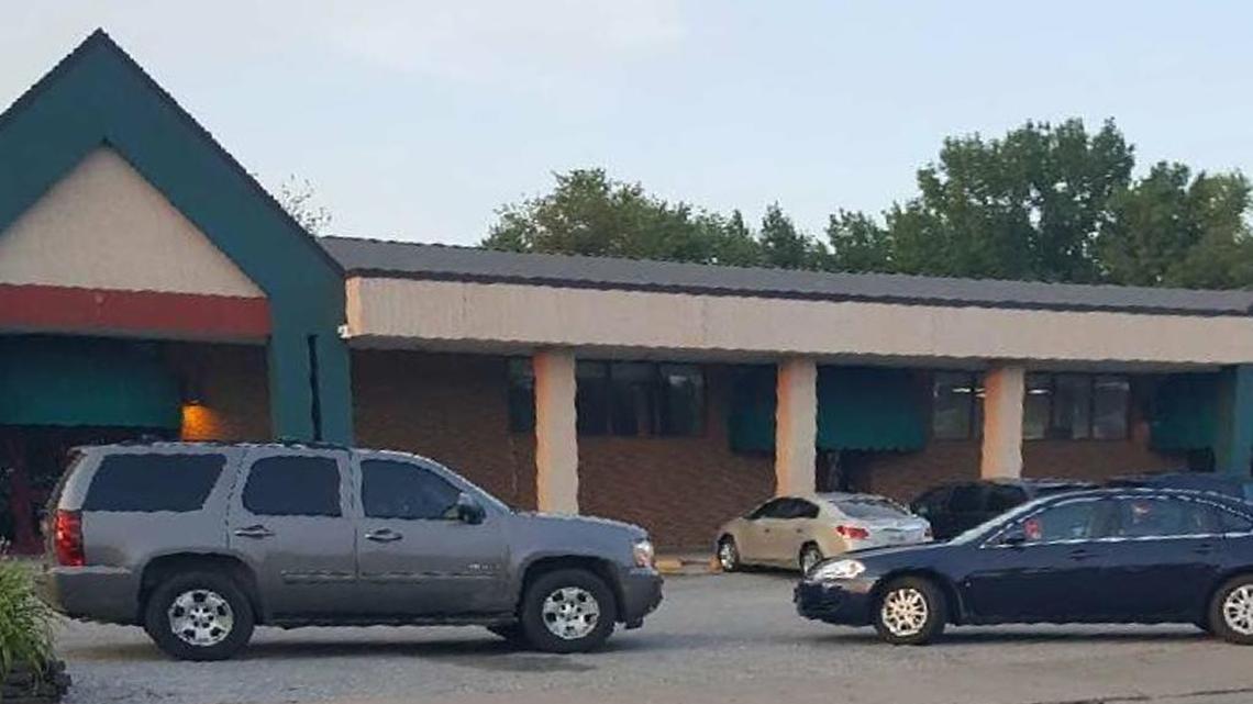 FBI agents block the parking lot to the East St. Louis Township offices Wednesday night.