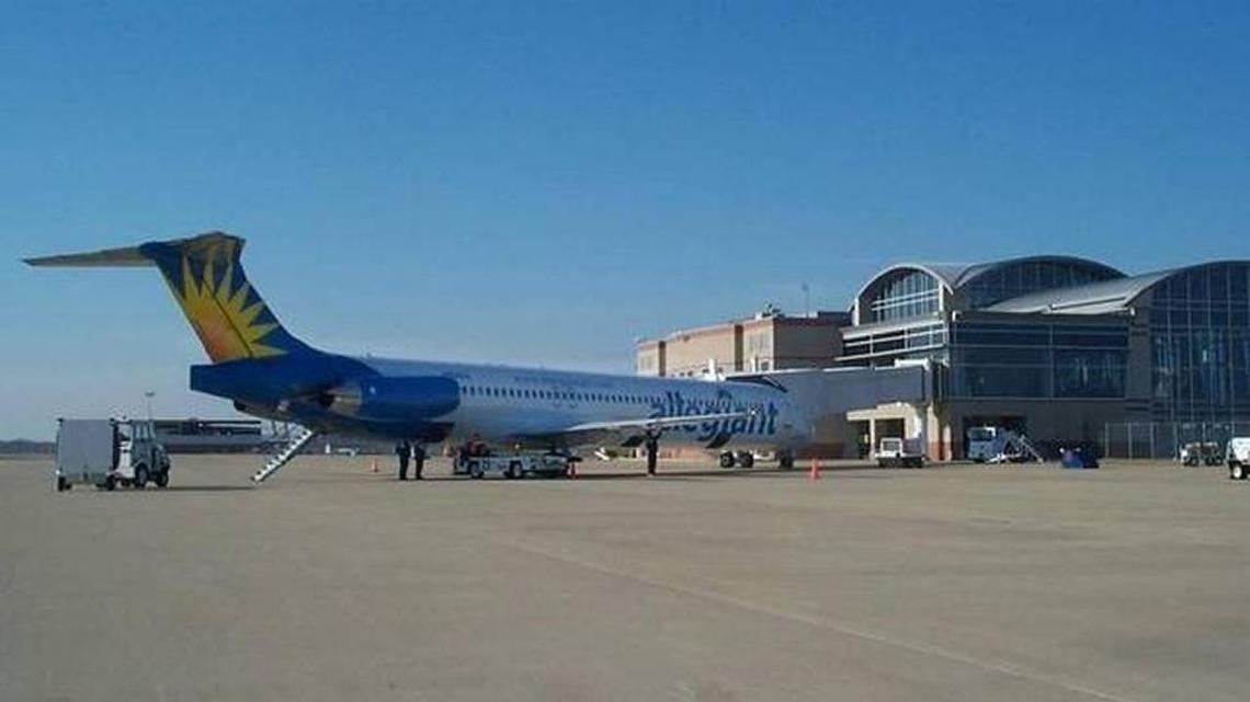 This file photo shows an Allegiant jet at MidAmerica St. Louis Airport. The number of annual passenger flights at MidAmerica more than doubled compared to the previous year.
