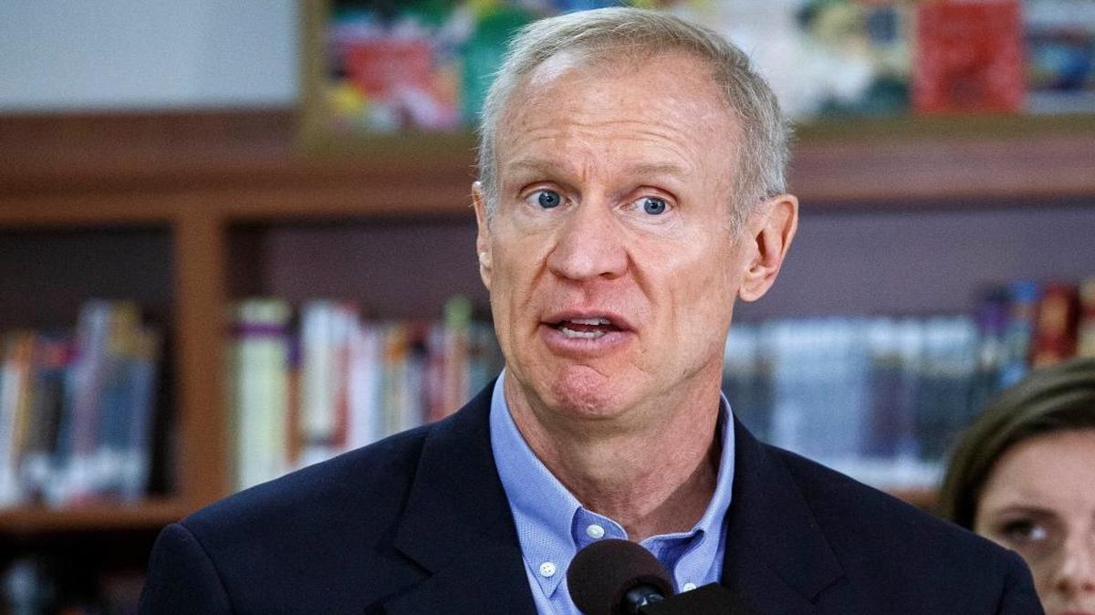 In this Aug. 30, 2017 file photo, Gov. Bruce Rauner answers questions during a news conference at Ball Charter School in Springfield, Ill. Rauner spoke about the new school funding reform bill passed by the Senate. The Governor is set to sign the legislation Thursday, Aug. 31, 2017, that will change the way the state funds schools, a plan he said will ensure every child “gets a chance at an excellent education regardless of their parents’ income” or where they live.