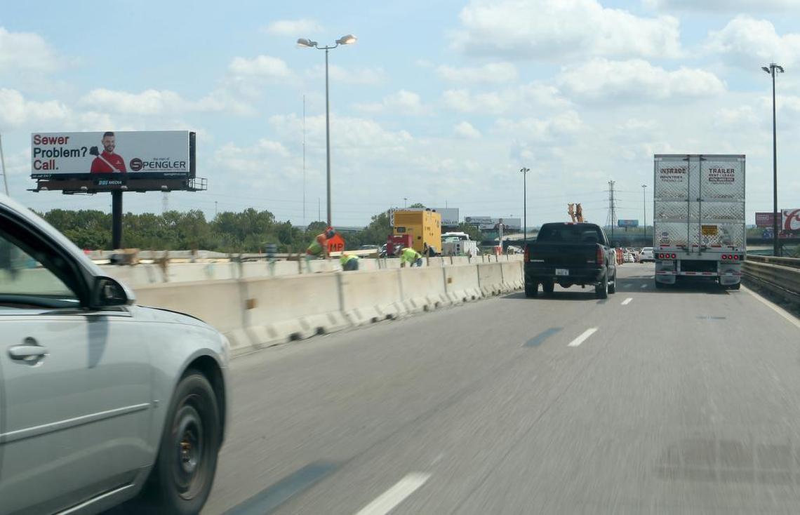 Construction on the Poplar Street bridge continues.