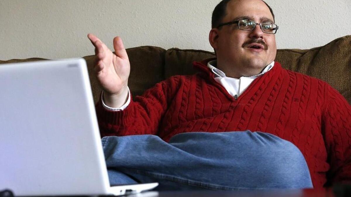 Ken Bone talks at his Shiloh home about his experience as a guest at the presidential debate Oct. 9 in St. Louis. Bone inexplicably became famous after he appeared before millions of viewers watching the debate.